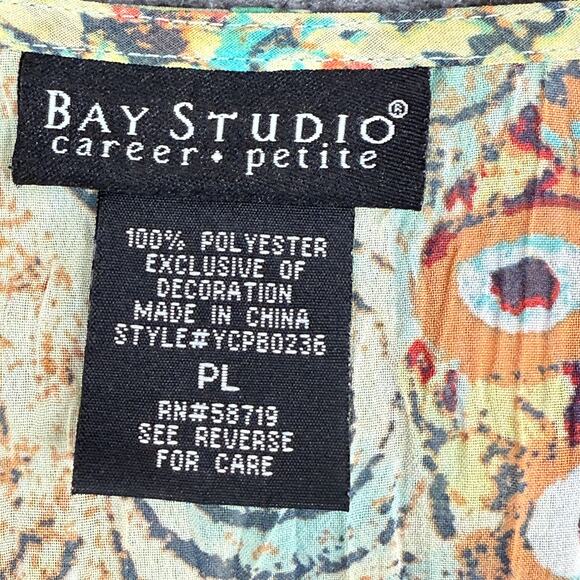 Y2kK Crinkle Ruffle Top Sz Large Petite Long Bell Sleeves Dangling Beads Boho - Picture 6 of 7